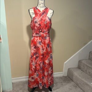 White House Black Market Red Floral Maxi Dress